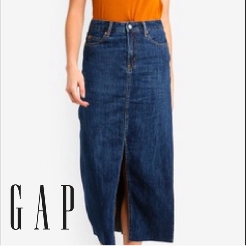 GAP Denim Jean Maxi Skirt with Front Slit